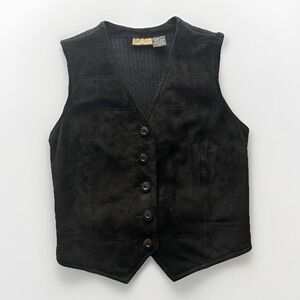 Vintage Carole Little Street Wear Black Suede & Knit Vest Medium Genuine Leather